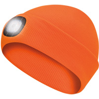 5675 Tuque en tricot avec lampe frontale &agrave; DEL, Doublure en Molleton, Taille unique, Orange haute visibilit&eacute; Consource