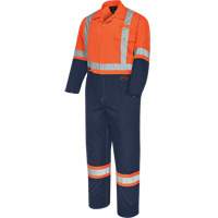 5514BB 2-Tone Safety Coveralls with Zipper Closure, 36, High Visibility Orange/Navy Blue Consource