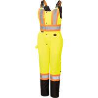 5041BBW Women's High-Visibility Waterproof Safety Overalls, Polyester, X-Small, Black/High Visibility Lime-Yellow Consource
