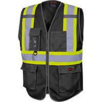 6959BK Tricot High-Visibility Safety Vest with Zipper Closure, Black, X-Small, Polyester Consource