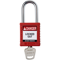 Velocity Lockout Padlock, Red, Keyed Different, Nylon, 1-1/2" Width Consource