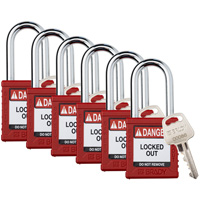 Velocity Lockout Padlocks, Red, Keyed Different, Nylon, 1-1/2" Width Consource