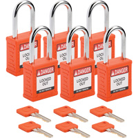 Velocity Lockout Padlocks, Orange, Keyed Different, Nylon, 1-1/2" Width Consource