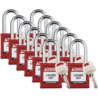 Velocity Lockout Padlocks, Red, Keyed Different, Nylon, 1-1/2" Width Consource