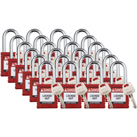 Velocity Lockout Padlocks, Red, Keyed Different, Nylon, 1-1/2" Width Consource