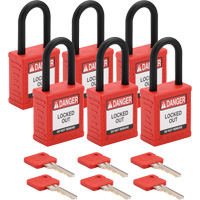 Velocity Lockout Padlocks, Red, Keyed Alike, Nylon, 1-1/2" Width Consource