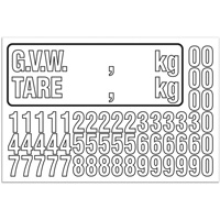 G.V.W. Truck Number Kit, Assorted Numbers/Letters/Punctuation, White Consource