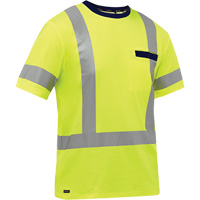 Chemise &agrave; manches courtes et X au dos Bisley, Poly-coton, Petit, Jaune lime haute visibilit&eacute; Consource
