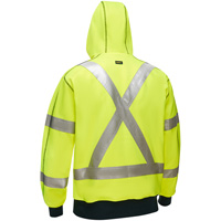 Bisley&reg; X-Back Full Zip Hooded Sweatshirt with Sherpa Lining, Small, High Visibility Lime-Yellow Consource