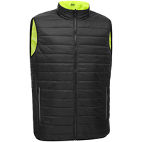 Bisley&reg; X-Back Reversible Puffer Vest, High Visibility Lime-Yellow, Small, Polyester Consource