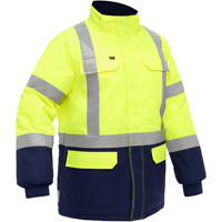 Manteau pour le froid extr&ecirc;me avec bas bleu marin et X au dos Bisley, Polyester, Jaune lime haute visibilit&eacute;, Petit Consource