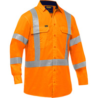 Chemise de travail &agrave; manches longues et X au dos Bisley avec X-Airflow, Poly-coton, Petit, Orange haute visibilit&eacute; Consource