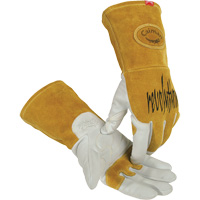 Caiman&reg; Premium TIG/MIG Welder's Gloves with FR Insulated Split Cowhide Back, Grain Goatskin, Size Small Consource