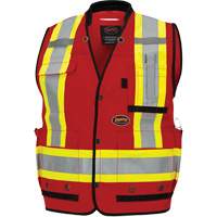 6678 High-Visibility Antimicrobial Mesh-Back Surveyor Vest, Red, Small, Polyester Consource