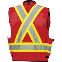 6678 High-Visibility Antimicrobial Mesh-Back Surveyor Vest, Red, Small, Polyester Consource