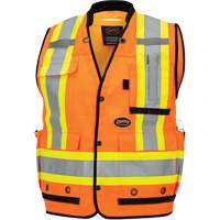 6680 High-Visibility Antimicrobial Mesh-Back Surveyor Vest, High Visibility Orange, Small, Polyester Consource