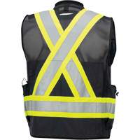 6679 High-Visibility Antimicrobial Mesh-Back Surveyor Vest, Black, Small, Polyester Consource