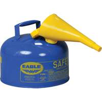 Bidon de s&eacute;curit&eacute; pour le k&eacute;ros&egrave;ne avec entonnoir, Type I, Acier galvanis&eacute;, 2,5 gal. US, Bleu, Homologu&eacute; FM/List&eacute; UL/ULC Consource