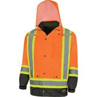5056 Pioneer&reg; Yukon 7-in-1 Waterproof Winter Safety Parka, Polyester, Black/High Visibility Orange, X-Small Consource
