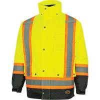 5057 Pioneer&reg; Yukon 7-in-1 Waterproof Winter Safety Parka, Polyester, Black/High Visibility Lime-Yellow, X-Small Consource
