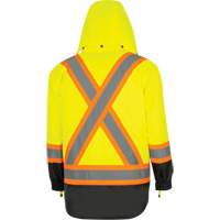 5057 Pioneer&reg; Yukon 7-in-1 Waterproof Winter Safety Parka, Polyester, Black/High Visibility Lime-Yellow, X-Small Consource