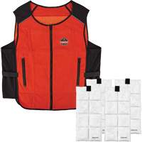 Veste de refroidissement &agrave; changement de phase l&eacute;g&egrave;re avec sachets de recharge Chill-Its 6260, Petit/Moyen, Orange Consource