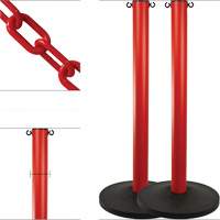 Industrial Stanchion Kit with Plastic Chain, 37" High, Red Consource