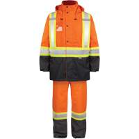 Ensemble de pluie haute visibilit&eacute; en tissu 150 deniers, Polyester, Petit, Orange haute visibilit&eacute; Consource