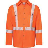 Chemise de travail haute visibilit&eacute; &agrave; bandes segment&eacute;es 7 oz de luxe Avenger, Style 652, Hommes, Petit, Orange Consource