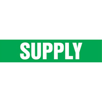 Marqueurs de tuyau "Supply", Autocollant, 4" h x 24" la, Blanc/vert Consource