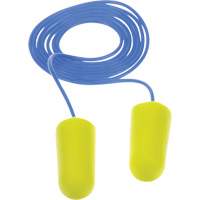 Bouchons d'oreilles n&eacute;on jaune E-A-Rsoft, Vrac - Sac en poly, Avec cordon Consource