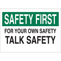 Enseigne  Talk Safety , 10" x 14", Aluminium, Anglais Consource