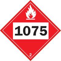 Plaque-&eacute;tiquette TMD 1075 pour gaz inflammable oxyg&egrave;ne liqu&eacute;fi&eacute;, Plastique Consource