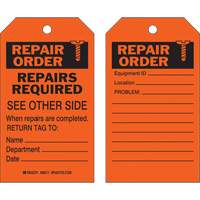 Safety Repair Tag, Polyester, 4" W x 7" H, English Consource