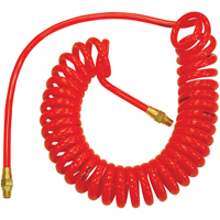 Flexcoil Self-Storing Polyurethane Air Hoses With Fittings, Air, 1/4" ID x 15' L, Polyurethane, 140 PSI at 23 °C Consource