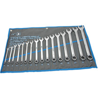 Fully Polished Long Pattern Combination Wrench Set, Combination, 16 Pieces, Metric Consource