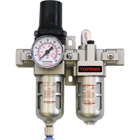 Airflo Compact Combination Units Filter/Regulator + Lubricator + Gauge, 1/4" NPT, 150 PSI Max. PSI, Modular Consource