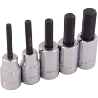 Hex Head Socket Set, Hex, 3/8" Drive, 5 Pcs Consource