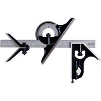 Combination Square Set with E/M Rule, 4 pcs., 1/64"/0.5 mm Graduations, Steel, Plain Consource