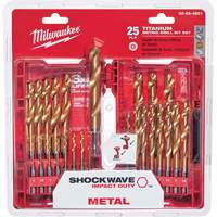 Shockwave Red Helix Metric Drill Bit Set, 25 Pieces, Titanium Consource