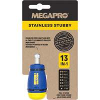 13-in-1 Stubby Screwdriver, 4-1/2" L, Plastic Handle Consource