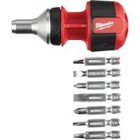 Tournevis compact &agrave; cliquet 8-en-1 &agrave; embouts multiples avec porte-embout de 1/4", Prise Coussin&eacute;e Consource