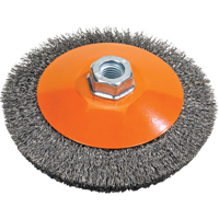 Saucer Cup Brush With Knot-Twisted Wires, 5" Dia., 0.02" Fill, 5/8"-11 Arbor, Steel Consource