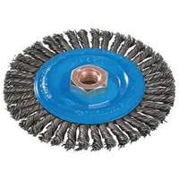 Stringer Bead Knotted Wire Brush, 4" Dia., 0.02" Fill, 5/8"-11 Arbor, Aluminum/Stainless Steel Consource