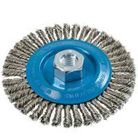 Knot-Twisted Stringer Bead Wire Wheel, 5" Dia., 0.02" Fill, 5/8"-11 Arbor, Aluminum/Stainless Steel Consource