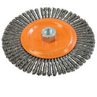 Stringer Bead Knotted Wire Brush, 6-7/8" Dia., 0.02" Fill, 5/8"-11 Arbor, Steel Consource