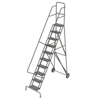 &eacute;chelles roulantes en acier, 10 marches, Largeur de la marche 16", Hauteur de la plateforme 100", Acier Consource