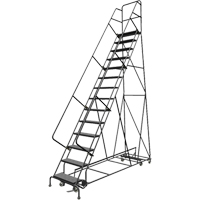All Directional Rolling Ladder, 14 Steps, 24" Step Width, 140" Platform Height, Steel Consource