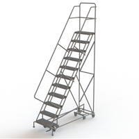All Directional Rolling Ladder, 11 Steps, 24" Step Width, 110" Platform Height, Steel Consource