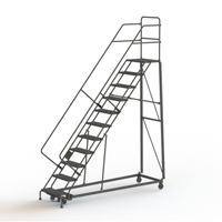 Heavy Duty Safety Slope Ladder, 11 Steps, Serrated, 50° Incline, 110" High Consource